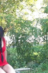 Hot Brunette Bitch Pisses While Outside