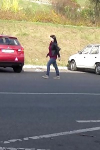 Innocent Model Needs To Piss Next To A Busy Road