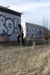 Magnetic Black Haired Doll Shows Her Ass To Piss