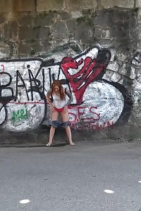 Dazzling Ginger Squats To Pee In Woods