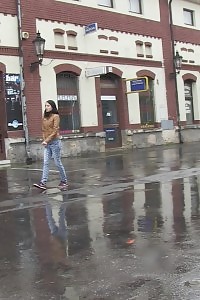 Lovely Brunette Girl Pees In Public