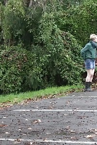 Blonde Girl Pisses In The Car Park
