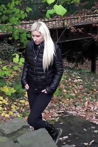 Blonde Chick Pissing Like A Sprinkler Outside