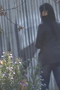 Closeup Peeing For Stripping Dark Haired Bitch