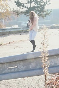 Good-looking Girl Takes Off Her Denim To Pee Outside