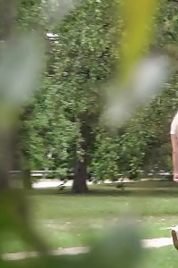 Excellent Blonde Pisses Outside On A Bench