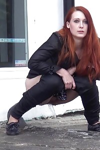 Sensational Ginger Pisses Against Passing Cars