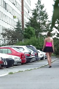 European Hottie Pulls Her Thongs To The Side To Piss