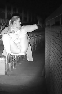 Delicate Blonde Pisses At Night Outside In The Cold