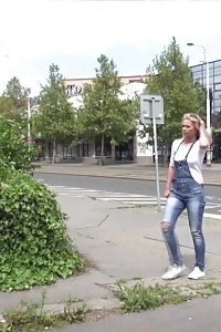 Blonde Lady Has A Massive Pee Outside
