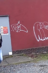 Outstanding Light-haired Squats On Concrete To Pee