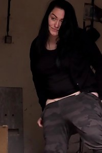 Plumpish Chick Squats To Piss In An Outbuilding