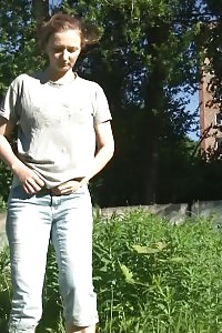 Fabulous Lena June Nervously Pisses Outdoors