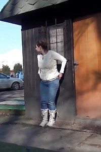 Magnificent Black-haired Pisses In Public By The Airport