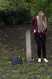 Beautiful Blonde Takes A Break From Work To Pee