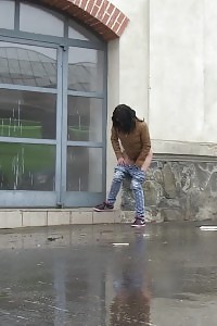 Lovely Brunette Girl Pees In Public