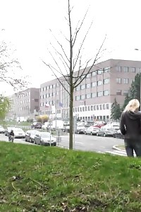 Sensational Blonde Pisses In Outdoor Outside Buildings