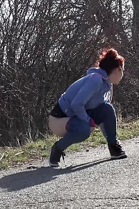 Good-looking Ginger Antonia Sainz Pisses Outside