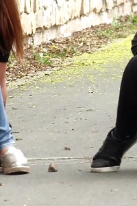 Smashing Amateurs Piss Together On A Path In City