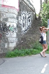 Dazzling Ginger Squats To Pee In Woods