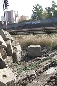 Magnificent Blonde In Specs Pisses Next To Railway