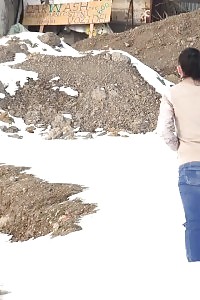 Magnificent Girl Squats In The Snow And Pisses Outside