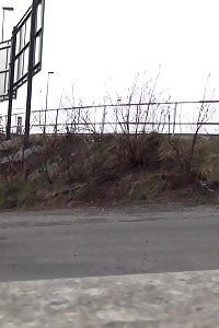 Heartwarming Brunette Peeing On An Industrial Estate