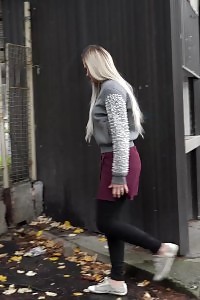Magnificent Blonde Squats To Pee Outside In The City