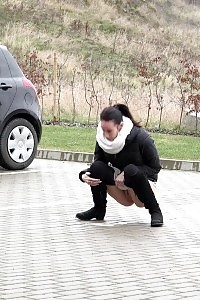 Eveline Neill Squats To Pee In A Car Park