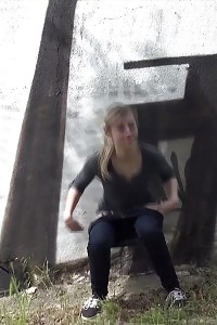 Blonde With Labia Piercing Pisses Outside