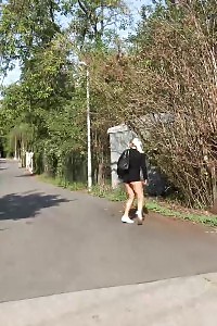 Magnificent Blonde Naomi Squats On The Road To Pee