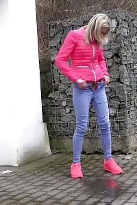 Pretty Light-haired Relieves Her Pee Desparation