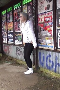 Good-looking Blonde Pissing Twice While Being Shot