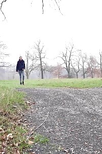Enticing Brunette Just Can Not Stop Peeing Outside