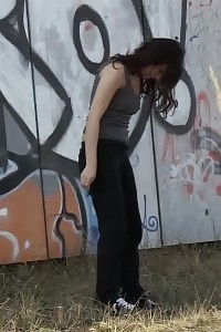 Magnetic Black Haired Doll Shows Her Ass To Piss