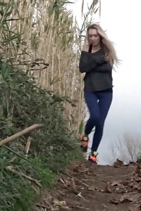 Ravishing Blonde Foxies Pisses Outside On Track