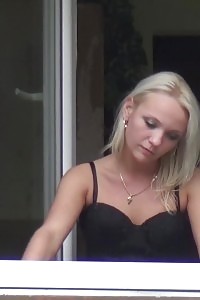 Blonde Feels Kinky And Pisses Out Of The Window