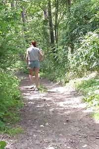 Dazzling Ginger Morgan Squats To Pees Outside