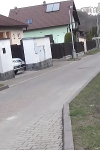 Nice-looking Princess Pisses Behind A Parked Vehicle On The Grass